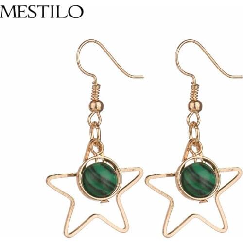 MESTILO Sweet Trendy Accessories Star Dangle Earrings Round Faux Stone Earring For Women Girls Korean Style Party Gifts Jewelry