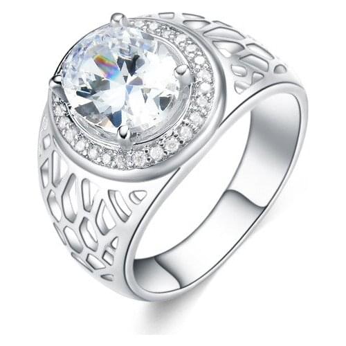 Fashion Wedding Band Jewelry White CZ Silver Color Ring Size 6 7 8 9 10 For Heart Hollowed Out Women Ring Gift Wholesale