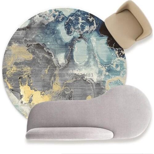 Fashion Modern Nordic Abstract Blue Gray Yellow Ink Living Room Bedroom Hanging Basket Chair Round Floor Mat Carpet