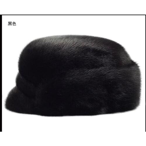 Men mink fur hat Mens Genuine Mink Fur Cap Winter Warm Top Hat Headgear Beanie Beret Newsboy Cap