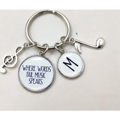 Music Keychain, Music Lover, Monogram, Personalized Gift, Stocking stuffer, Musical Notes, Treble Clef, key ring, keychain