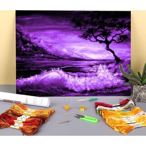 Natural Scenery Vitality Printed 11CT Cross-Stitch Complete Kit DIY Embroidery DMC Threads Sewing Needlework Hobby Decor