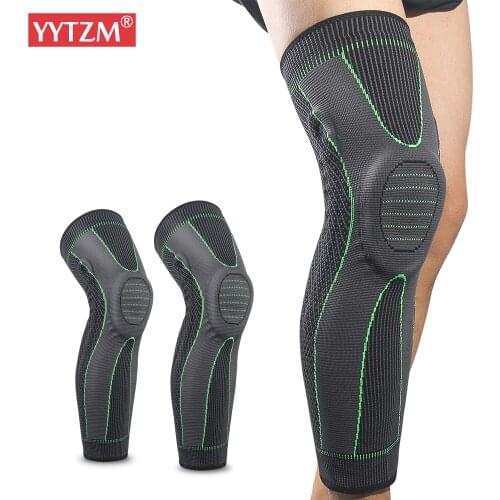 1Pc Lengthened Silica Gel Kneepad Spring Knitted Full Leg Sleeves Non-Slip Warmer Running Fitness Support Knee Pads Guard Unisex