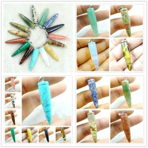Natural stone Quartz crystal Turquoises aventurine tiger eye bulletpendant for diy Jewelry making necklace Accessories