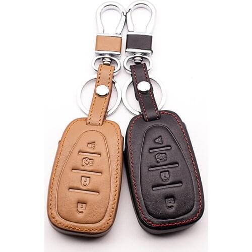 2017 Latest genuine leather car key cover case set for Chevrolet Cruze Malibu 2016 XL Camaro Remote keyless 4 buttons key bag