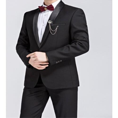 2020 New black Suits For Men Jackets + Pants S M L XL 2XL 3XL 4XL 5XL 6XL Fashion Wedding Banquet Men Best Thin Clothing 277