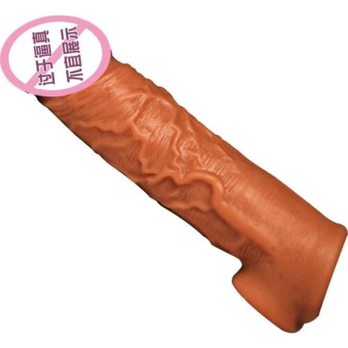 New Silicone Condoms For Men Reusable Penis Sleeve Extender Condom Dick Enlargement Locks Scrotum Delay Ejaculation Couple Toys