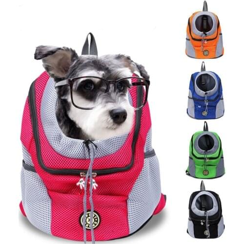 Out Double Shoulder Portable Travel Backpack Outdoor Pet Dog Carrier Bag Pet Dog Front Bag Mesh Backpack Head Pet Supplies