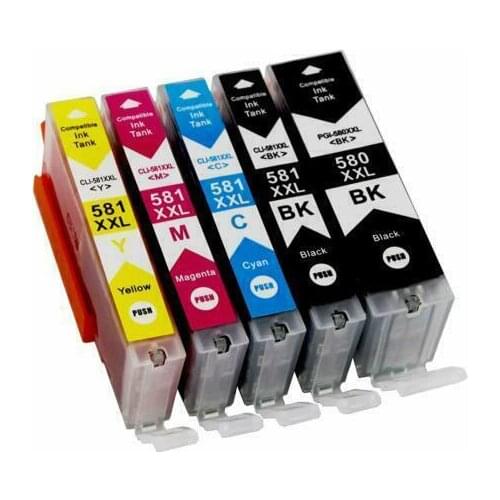 5PK PGI-580/CLI-581 Compatible lnk Cartridges For Canon TR7750 TR8850 TS6150 TS6151 TS8150 PGI580 CLI581 XL