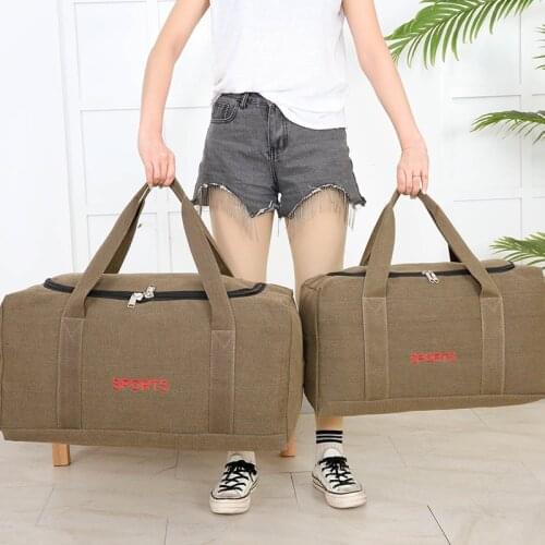 Unisex Vintage Canvas Travel Bag Large Capacity Duffel Hand Luggage Bag Multifunction Sac De Voyage Weekend Bag Gym Pack XA657F