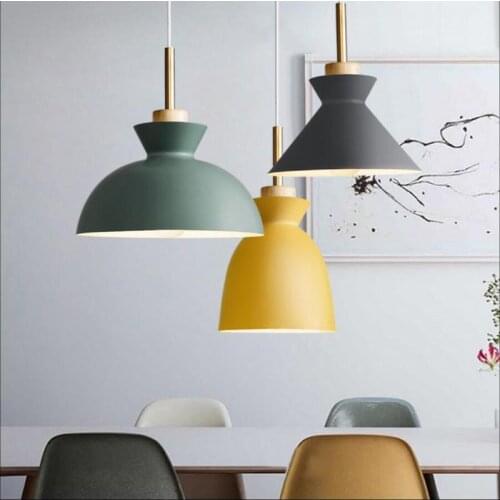 Vintage LED Wood pendant light Art dining room modern hang lamp E27 nordic pendant lights living room restaurants bar droplight