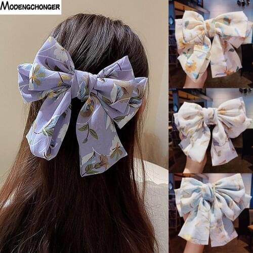 Fashion Big Floral Bow Hair Clips Three Layer Butterfly Floral Hairpins For Girls Woman Sweet Bowknot Hairpins Hair Accessories