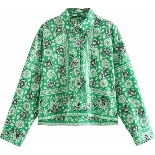 Za New Spring Summer Women Retro Printing Simple Style Loose Long Sleeve Shirt And Casual Chic Shorts XITIMEAO