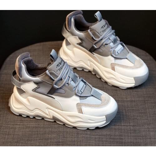 Women Platform Shoes Plush Chunky Sneakers Fashion Lace Up Casual Sneaker Shoes Woman Tennis Shoe Spring Autumn Vulcanized Shoes