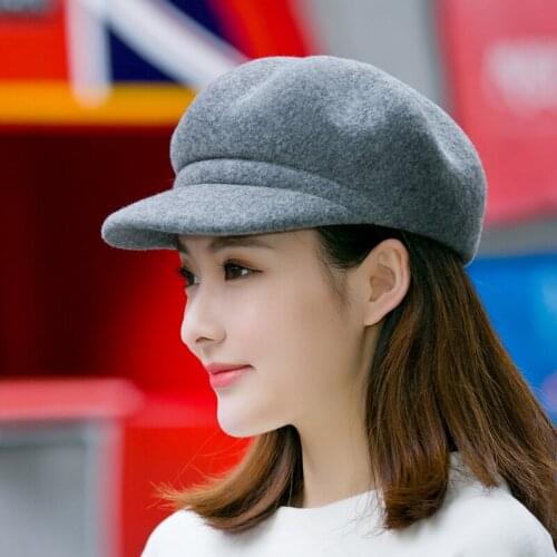 H7695 Women Beret Hat Ladies Korean Autumn Winter Wool Berets Cap Temperament Fashion High Quality Elegant Solid Color Girl Hats