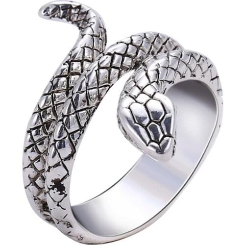 ZRM Trendy Punk Snake Ring Jewelry For Women Girl Vintage Heavy Metals Hip Hop Rock Rings Animal Party Jewelry