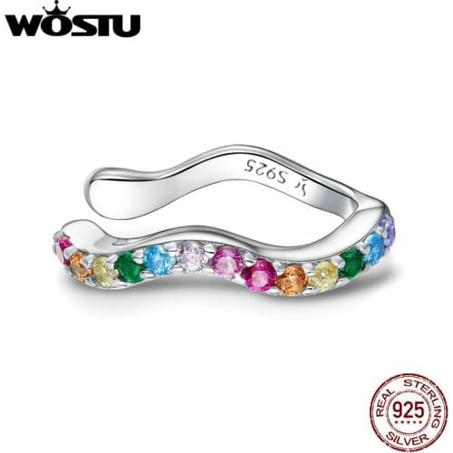 WOSTU Crystal Earrings for Women Trendy Small Round Ear Cuff 925 Sterling Silver Clip CZ Earrings jewelry For Women Girl