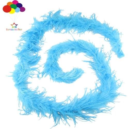 1pcs Luxury Ostrich Feather Boa 2 meter Long sea blue High Quality for diy Fluffy Costume Dress mask headdress
