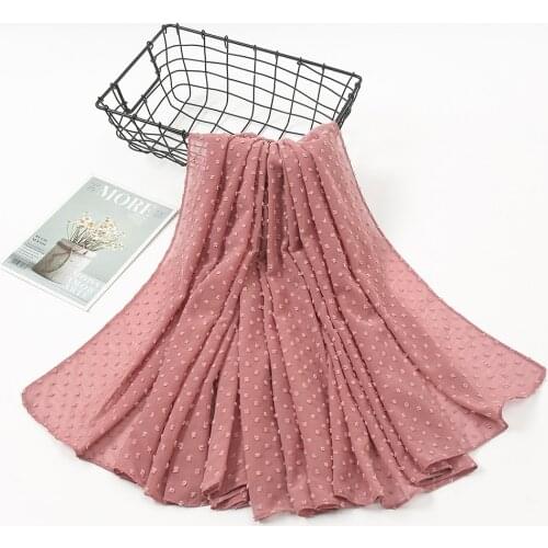 115*115cm Plain Chiffon Square Scarf Hijabs Muslim Pom Pom Shawls Fashion Head Wraps Turbans Headscarf Foulard 1PC Retail