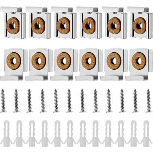 12 Pieces Spring Loaded Mirror Hanger Clips Mirror Mounting Clips with Screws Tools