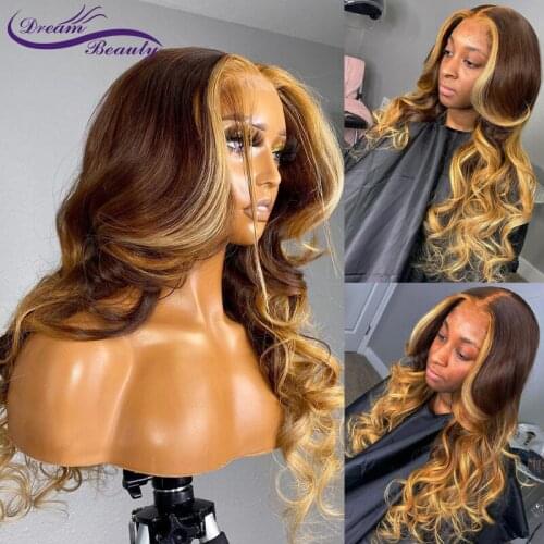 13x4 Lace front Human Hair Wigs Highlight Blonde Wigs For Women Human Hair Lace Frontal Wigs Wave Brazilian Remy Hair