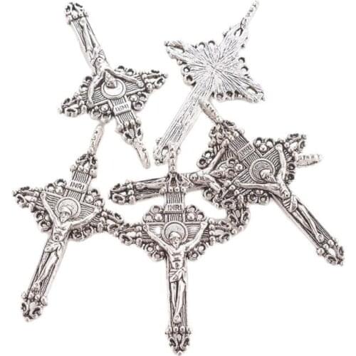 20pcs Alloy Pendants For Easter Crucifix Cross Pendant Charms for Jewelry Making DIY Necklace Finding 50x28x3mm Hole: 3mm