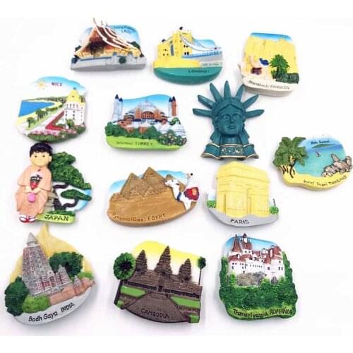 3D Resin Fridge Magnet National Tourist Souvenirs Japan South Korea India Turkey Travel Scenery Refrigerator Stickers Home Decor