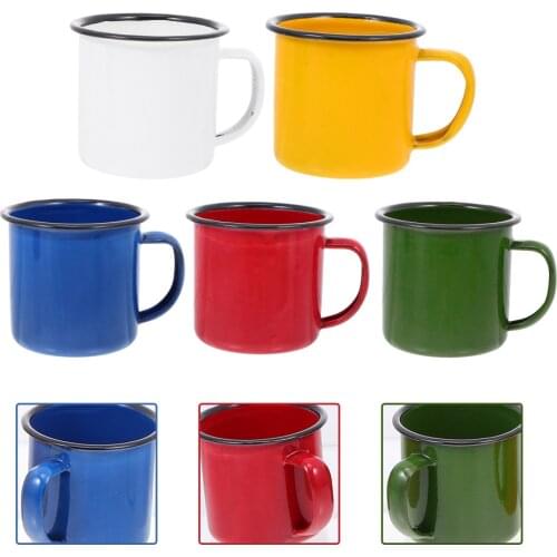 5pcs Enamel Mugs Vintage Drinking Cups Small Cups (Assorted Color)