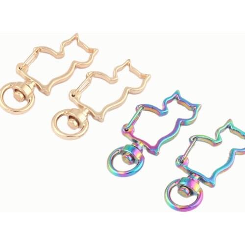 8mm Rainbow Cat Swivel Clasps Claw Lobster Clasps Jewelry Charm Purse Bag Handbag Clip Key Ring Clasps Pendant Gifts Trigger