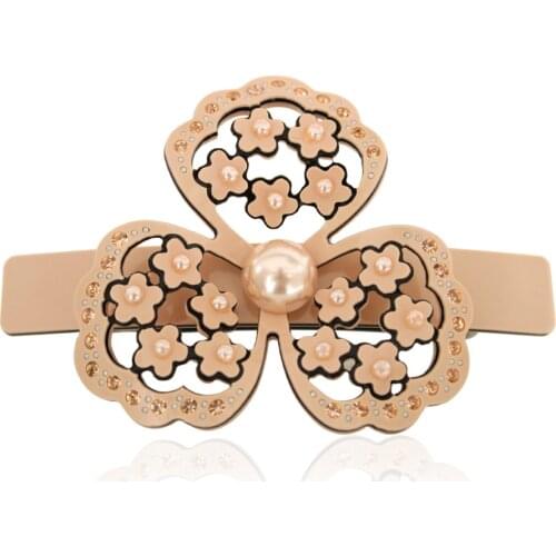 Rose Flower Hair Accessory Clip - Pearl Hair Ornament Jewelry for Women Lady Rhinestone Tiara Bridal Prom Office Career Prom