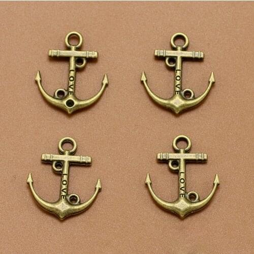 ANGRLY 10pcs 22*20mm Have Hook Up Fashion Alloy LOVE English Alphabet Anchor Pendant DIY Jewelry Accessories Hand Made Material