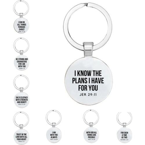 Bible Verses Key Chain Faith Key Chain Bible Quotes Christian Jewelry Friends Women Men Inspirational Gifts