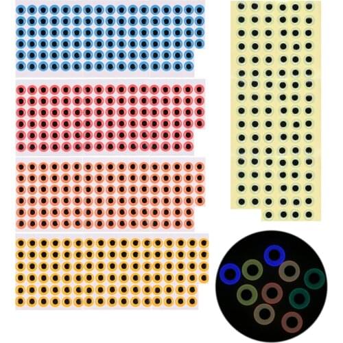 Bimoo 500PCS 3D Epoxy Fish Eyes Luminous Fishing Fly Streamer Lure Jig Bait Craft Eyes with Glue Back