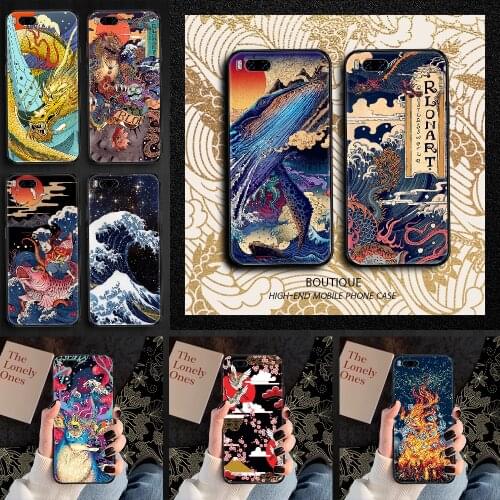 Japanese style Art Japan Phone case For Xiaomi Mi Max Note 3 A2 A3 8 9 9T 10 Lite Pro Ultra black fashion funda pretty bumper