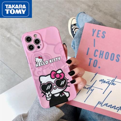 Takara Tomy Hellokitty Silicone Mobile Shell Suitable for IPhone 7/8P/X/XR/XS/XSMAX/11/12PRO/12MINI Phone Couple Case Cover