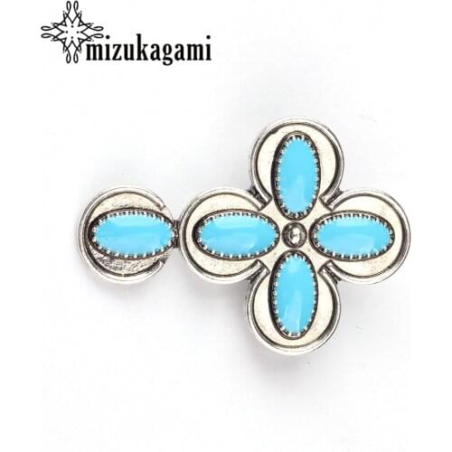 CONCHO Zinc Alloy Enamel Cross Blue Decorative Buttons Charms Pendants 3pcs/lot 47x33MM For DIY Accessories