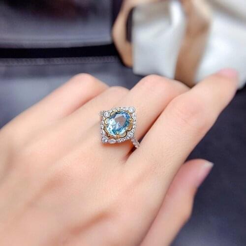 Design Style Silver Topaz Ring for Party 2ct 7mm*9mm Natural Topaz Silver Ring 925 Sterling Silver Topaz Jewelry