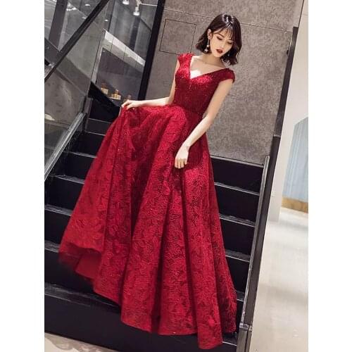 Long Evening Dresses Cap Sleeves Lace sequins Prom Dress Elegant Beading Embroidery Formal Gowns vestidos de gala Ladies Gown