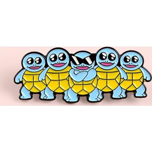 Cartoon anime pet elf enamel pin badge turtle 5 brothers play cool fun brooch denim clothes bag pin friend jewelry gift