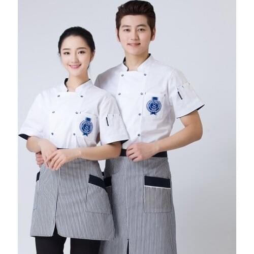 Hotel Uniform Summer Female Restaurant Waiter Hot Pot Restaurants Short Sleeved Tea Chinese Clothing Waitress Work Suits B-6149