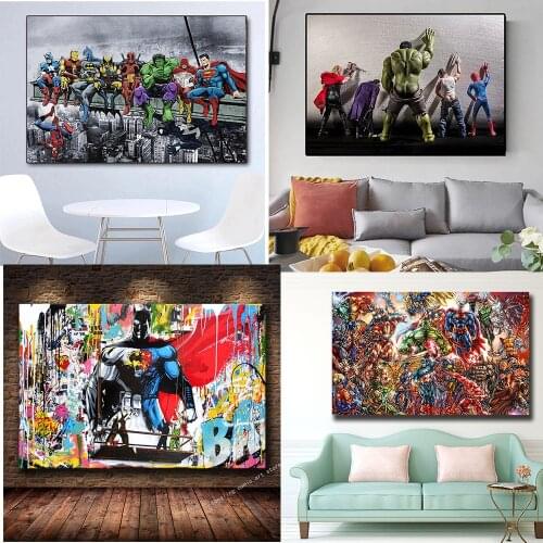 Superhero Canvas Painting Animation Comics Marvel Poster Prints Hulk Captain America Home Wall Art Kids Birthday Gift