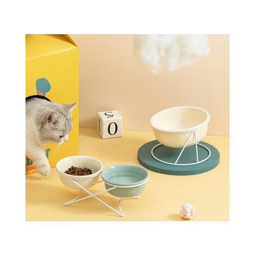 Ceramic Cat Bowl Cat Food Bowl Dog Bowl Drinking Bowl Food Bowl Protection Cervical Pet Products Ceramic Double Cat Bowl