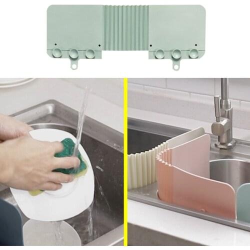 Creative Sink Splash Water Baffle Pool Collapsible Flap Suction Cup Corner Retractable Flap Kitchen Sink Accessories Dry Tidy