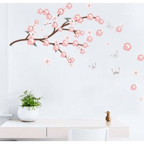 Pink Plum blossom creative home wall stickers for kids rooms nursery childrens room decor on the wall flower decal Child gift