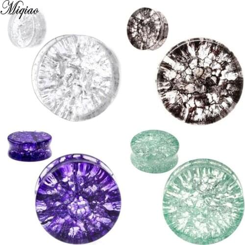 Miqiao 2 Pcs Exquisite Perforated Body Jewelry Glass Earplugs Popcorn Double Horn Ear Plugs and Tunnels 8-25mm