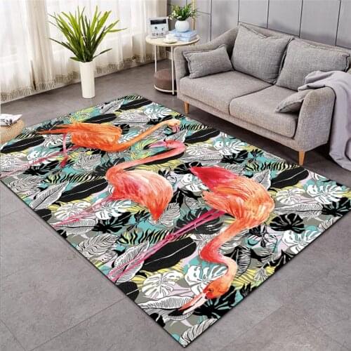 Fashion Flamingo Tropical Leaf Leaves Printed Carpet Bedroom Large Area Rug Non-slip For Living Room Home Alfombra Tapis Salon02