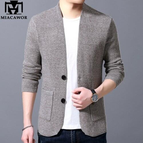 MIACAWOR Sweater Men High Quality Cardigan Men Autumn Knitted Cotton Wool Sweater Coats Fashion Slim Fit Pull Homme Y160