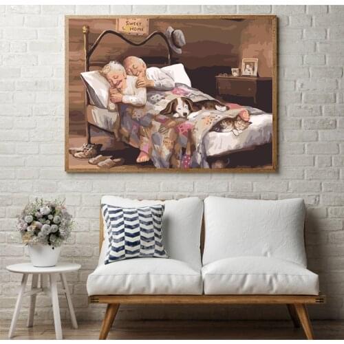 DIY Oil Painting on Canvas Paint by Number Kit People Pattern Craft Hand-Painted Home Wall Decor Gift for Adults Kids Beginner