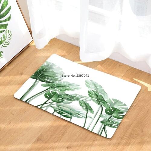 Tropical Green Plants Flowers Birds Style Bathroom Carpets Bath Mat Set 3D Printed Bathroom Floor Carpets Toilet Rugs WC Doormat