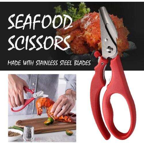 Stainless Steel Seafood Scissors Compact Durable Kitchen Scissors Lobster Fish Crabs Seafood Shears Kitchen Seafood Tools